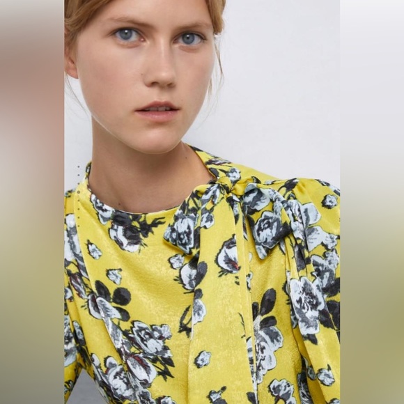 Zara Yellow Floral Party Cocktail Dress - Picture 4 of 8